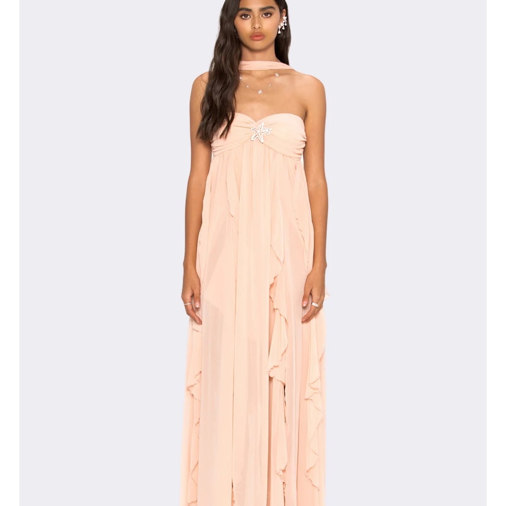 Nana Jacqueline Strapless Peach Gown